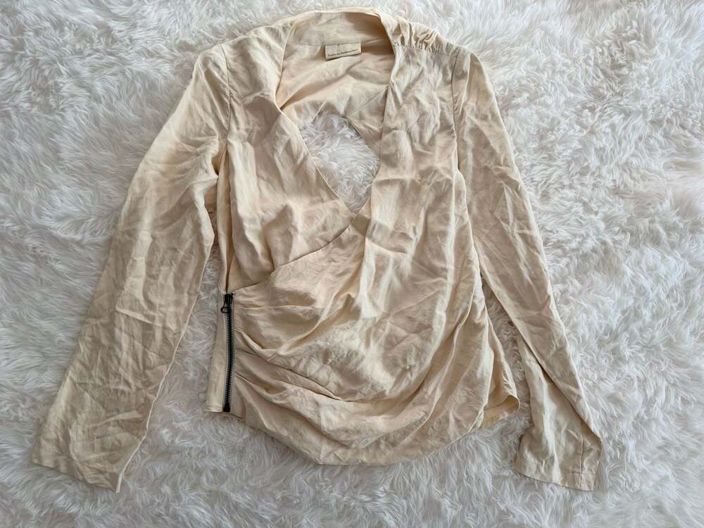 Society for Rational Dress Silk Draped Cutout Long Sleeve Top Size S